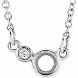Sterling Silver 3 mm Round .02 CTW Natural Diamond Semi-Set 16" Necklace