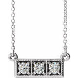 Platinum 1/4 CTW Natural Diamond Three-Stone Bar 16-18" Necklace