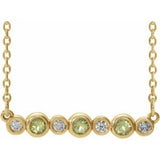 14K Yellow Natural Peridot & .08 CTW Natural Diamond Bezel Set 16-18" Necklace