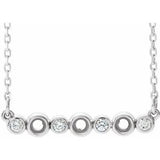 Platinum .08 CTW Natural Diamond Semi-Set Bezel-Set Bar 16-18" Necklace