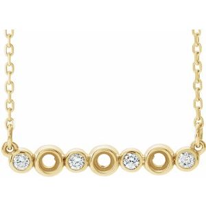 14K Yellow .08 CTW Natural Diamond Semi-Set Bezel-Set Bar 16-18" Necklace
