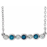 14K White Lab-Grown Alexandrite & .08 CTW Natural Diamond Bezel Set 16-18" Necklace