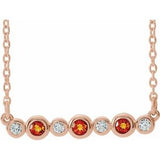 14K Rose Natural Citrine & .08 CTW Natural Diamond Bezel Set 16-18" Necklace