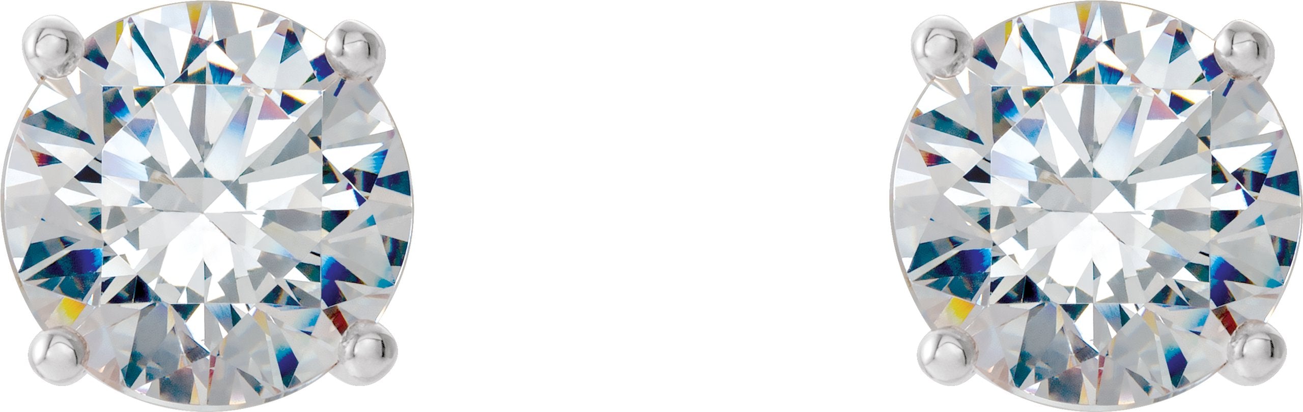 29762 / 14K White / Set / Round / Lab-Grown Diamond / Pair / 5Mm :: 1 Ctw / Si1-Si2, GH / Friction / Friction Backs Included / 4-Prong / Polished / 1 Ctw Lab-Grown Diamond 4-Prong Stud Earrings