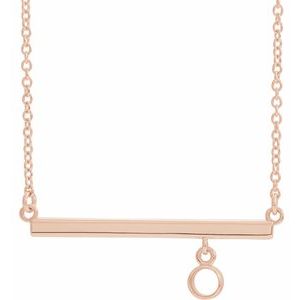 14K Rose 3 mm Round Bezel Set 16" Bar Necklace Mounting