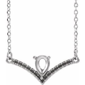 Sterling Silver Accented V 16" Necklace Mounting