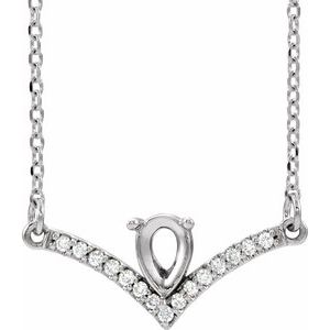 Platinum 6x4 mm Pear .06 CTW Natural Diamond Semi-Set V 16" Necklace