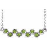 Sterling Silver Natural Peridot Bezel Set Bar 16-18" Necklace