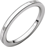 14K White Gold 2 mm Milgrain Edge Comfort-Fit Flat Band Size 7