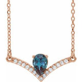 14K Rose Lab-Grown Alexandrite & .06 CTW Natural Diamond 18" Necklace