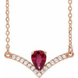 14K Rose Natural Ruby & .06 CTW Natural Diamond 16" Necklace