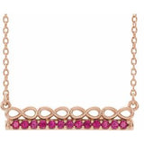 14K Rose Natural Ruby Infinity-Inspired Bar 18" Necklace