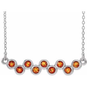 Platinum Natural Citrine Bezel Set Bar 16-18" Necklace
