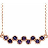 14K Rose Natural Alexandrite Bezel Set Bar 16-18" Necklace