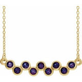 14K Yellow Natural Alexandrite Bezel Set Bar 16-18" Necklace