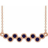 14K Rose Lab-Grown Blue Sapphire Bezel Set Bar 16-18" Necklace
