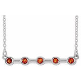 14K White Natural Citrine Bezel Set Bar 16" Necklace