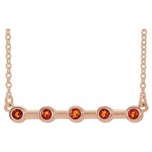 14K Rose Natural Citrine Bezel Set Bar 18" Necklace