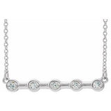 14K White 1/6 CTW Natural Diamond Bezel Set Bar 16" Necklace
