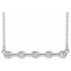 14K White 1/6 CTW Natural Diamond Bezel Set Bar 16" Necklace