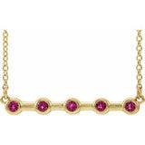 14K Yellow Natural Pink Tourmaline Bezel Set Bar 16" Necklace