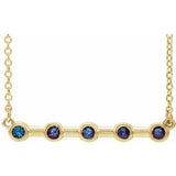 14K Yellow Natural Alexandrite Bezel Set Bar 16" Necklace