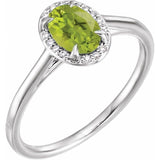 14K White 7x5 mm Natural Peridot & .03 CTW Natural Diamond Ring