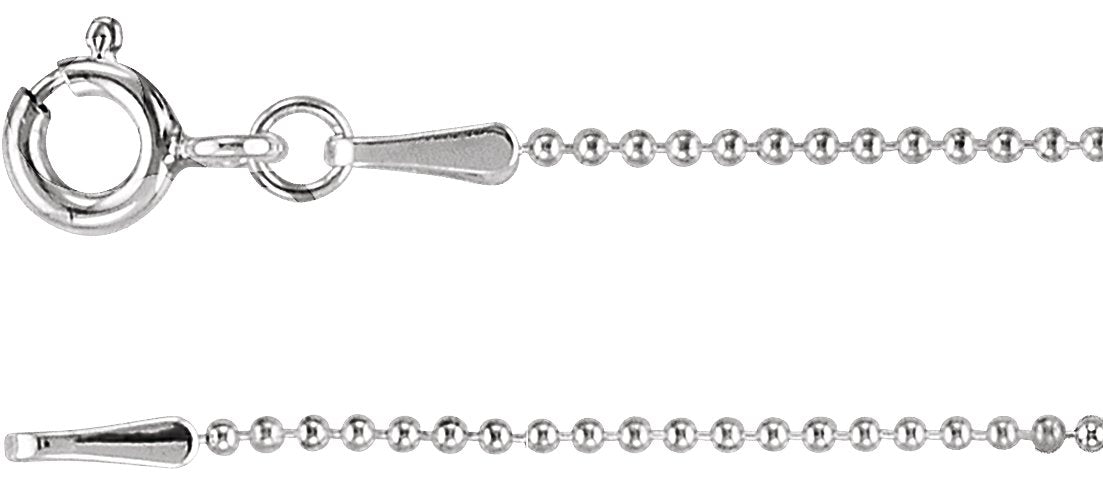 Sterling Silver 1mm Hollow Bead 18" Chain