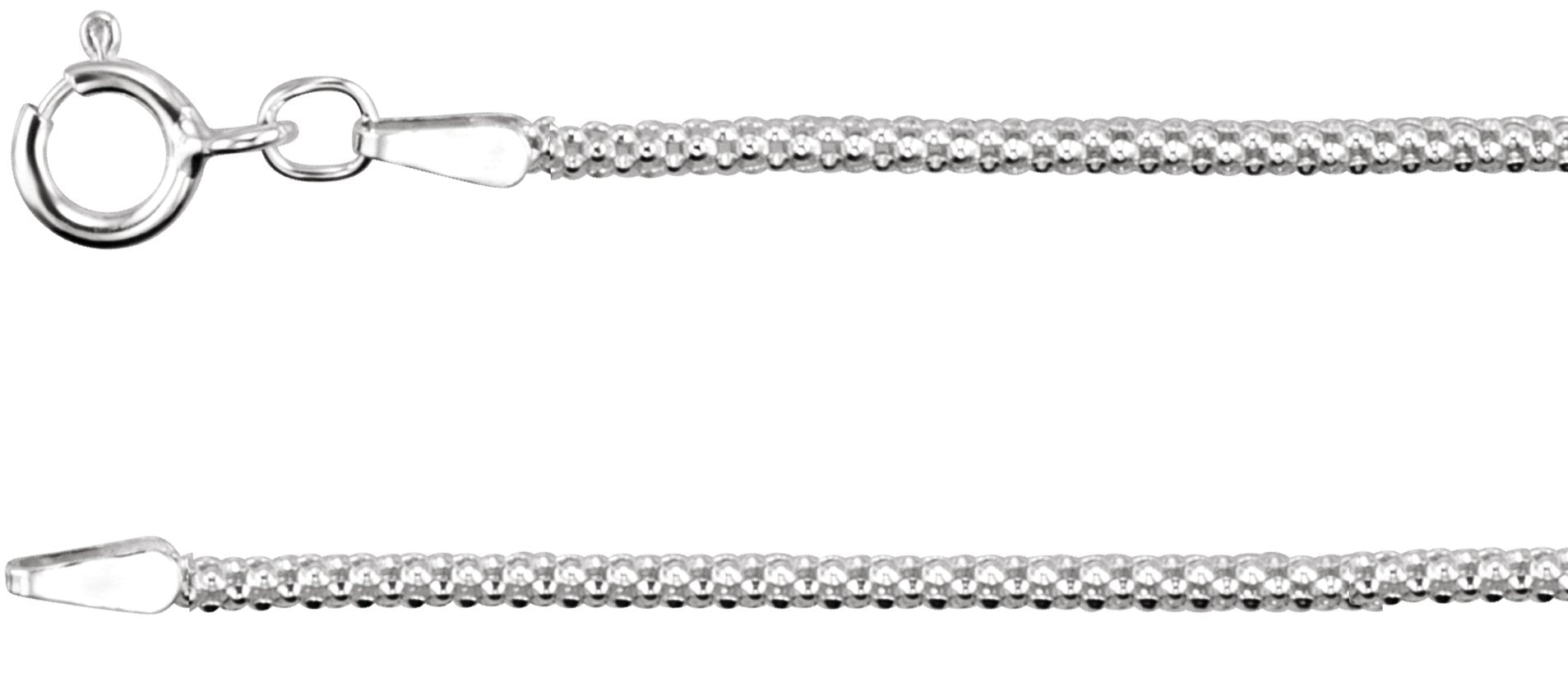 Sterling Silver 1.75mm Popcorn 16" Chain