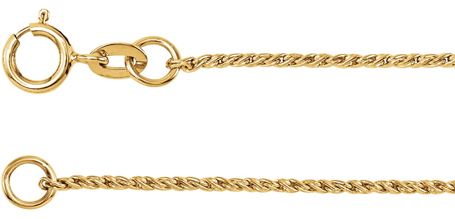 14K Yellow Gold 1mm Twisted Wheat 24" Chain