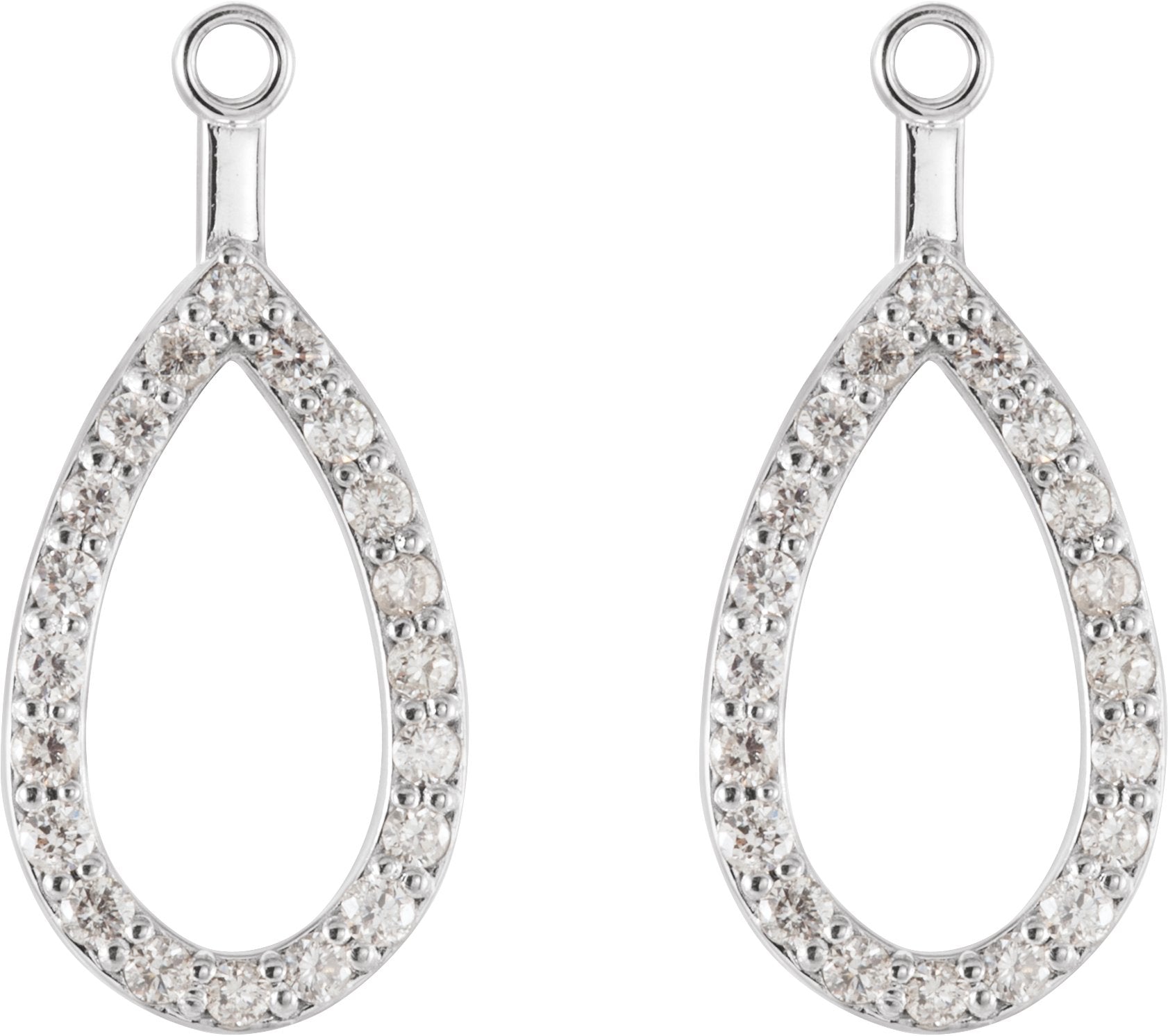 14K White Gold 1/4 CTW Natural Diamond Teardrop Earring Jackets