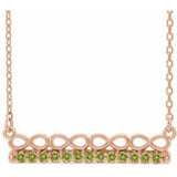 14K Rose Natural Peridot Infinity-Inspired Bar 18" Necklace