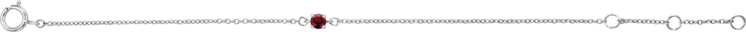 14K White Gold Imitation Mozambique Garnet Youth Birthstone 4 1/2-5 1/2" Bracelet