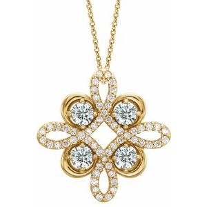 14K Yellow 1/3 CTW Natural Diamond Clover 18" Necklace
