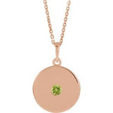 14K Rose Natural Peridot Disc 16-18" Necklace