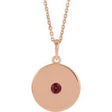 14K Rose Natural Ruby Disc 16-18" Necklace