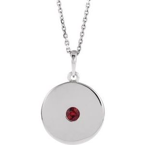 14K White Natural Ruby Disc 16-18" Necklace