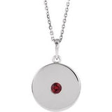 14K White Lab-Grown Ruby Disc 16-18" Necklace