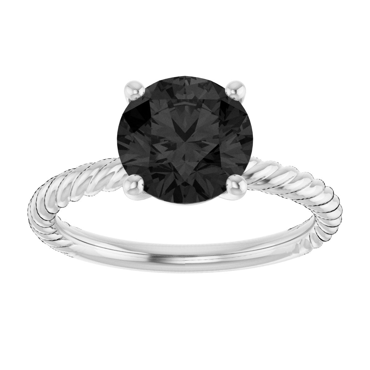 14K White Gold Natural Black Onyx Ring