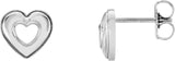 14K White Gold Heart Earrings