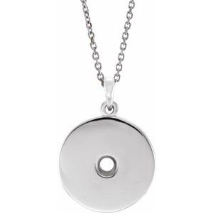 14K White 3 mm Round Disc 16-18" Necklace Mounting