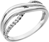 14K White Gold Rope Criss-Cross Ring