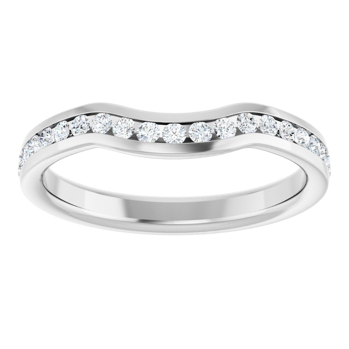 14K White Gold 1/3 CTWNatural Diamond Contour Band