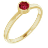 14K Yellow 4mm Lab Grown Ruby Ring