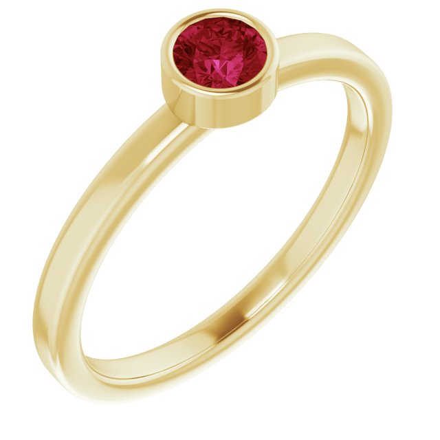 14K Yellow 4mm Lab Grown Ruby Ring