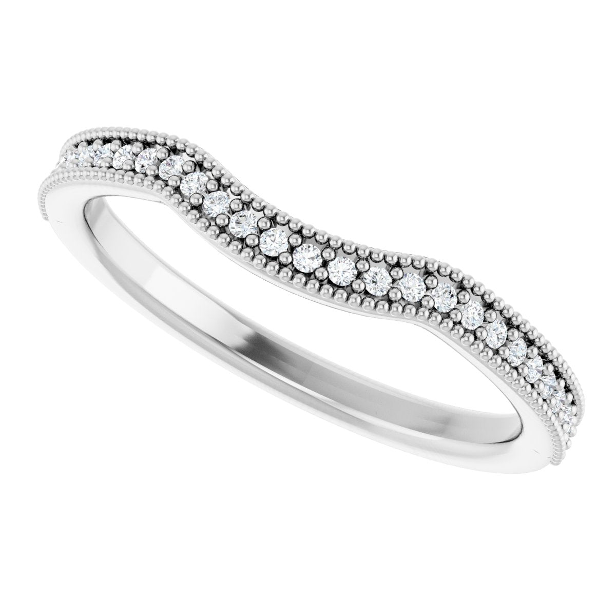 14K White Gold 1/8 CTW Natural Diamond Contour Band
