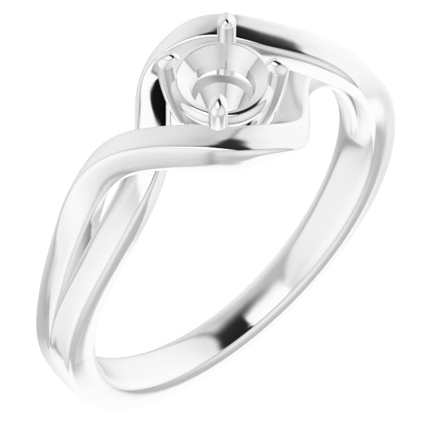 14K White 4.4mm Round Ring Mounting