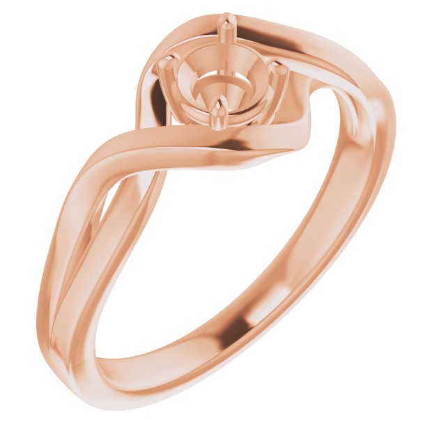 14K Rose 4.4mm Round Ring Mounting