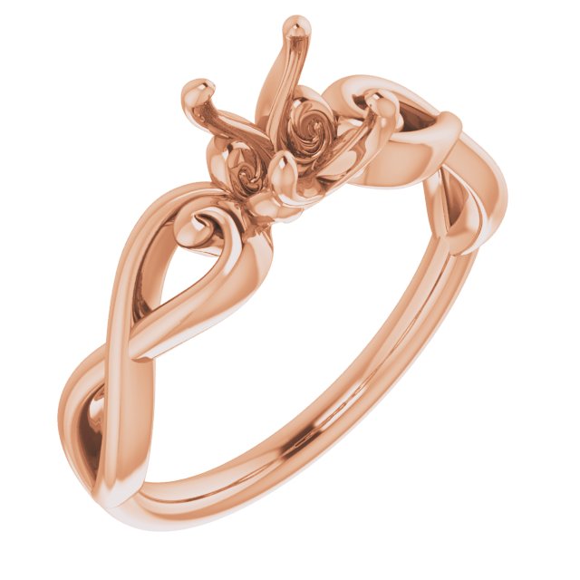 10K Rose 6mm Round Ring Mounting