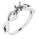 14K White 4.4mm Round Ring Mounting